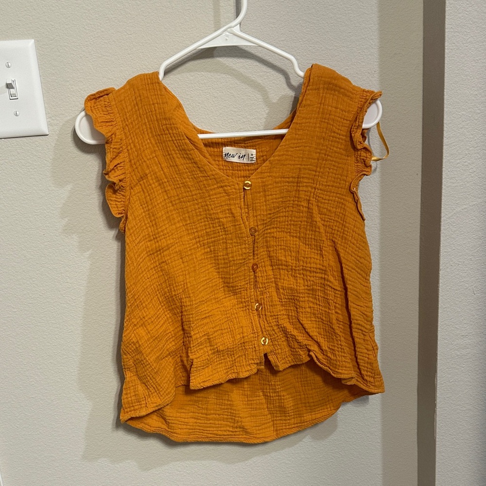 Wild Fable Mustard Ruffle Sleeve Blouse